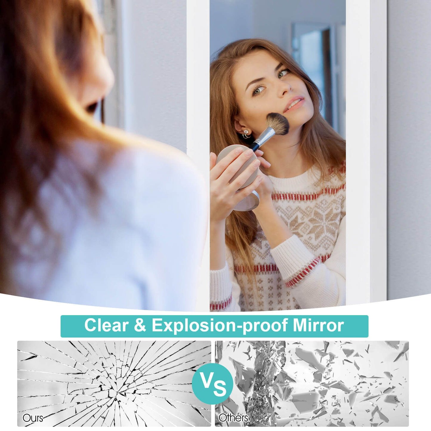 Wall Mounted Jewellery Armoire with Built-In Mirror and 3 Shelves