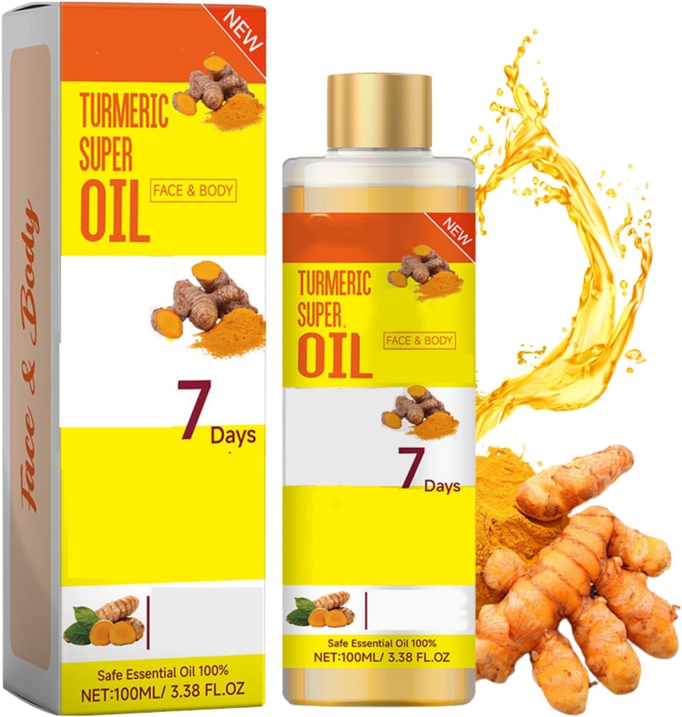 Soft 7 Turmeric Massage Oil - Turmeric Oil - Body,Hair,Face Turmeric Essential Oil - Body Oil for Dry Skin - Soft 7 Turmeric Body Oil for Skin Care - 7 Days Turmeric Massage Oil 100ML