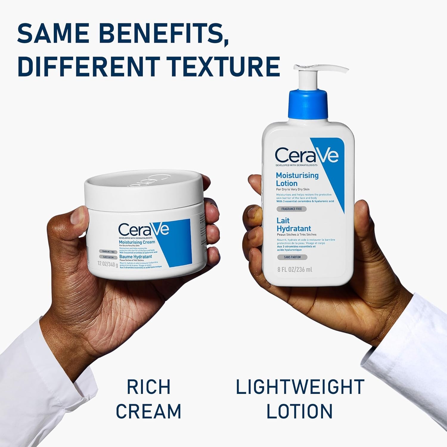Moisturizing Cream for Face and Body with Essential Ceramides and Hyaluronic Acid, Ideal for Dry to Very Dry Skin, Dermatologist Developed, Fragrance-Free, 454g/16oz