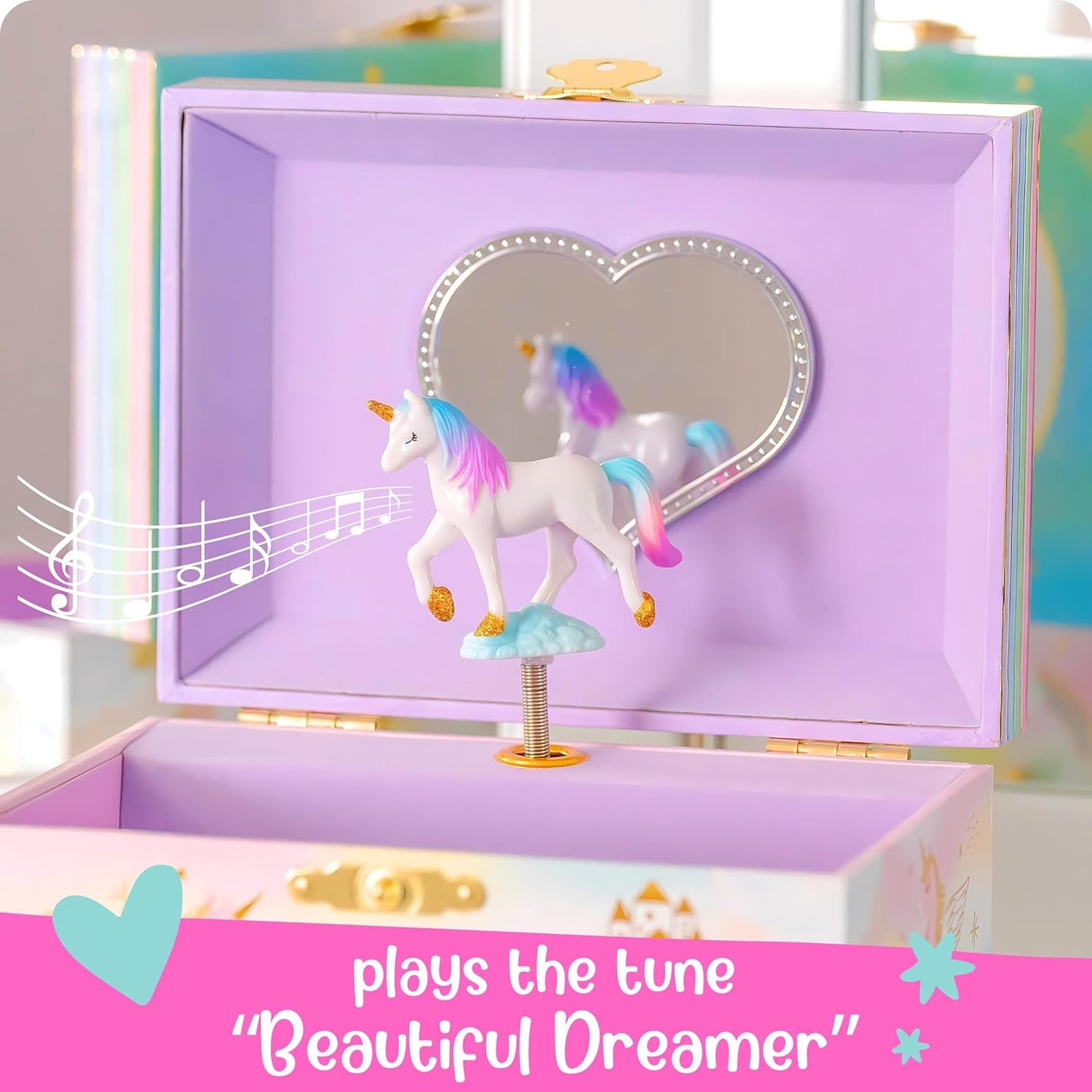 Musical Girls Jewellery Box, Unicorn Gifts for Girls, Unicorn Toys for 4-6, 15.2 X 11.8 X 8.9 Cm