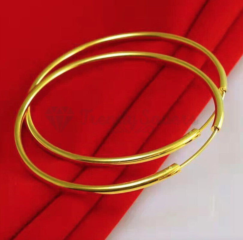 18Ct Gold Plated Silver Stainless Steel Seamless Large Small Thin Hoop Earrings