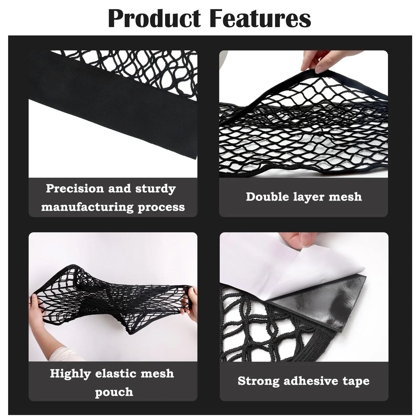 Car Storage Mesh Bag Stretchable RV Storage Net Wall Sticker Storage Bag Suitable for Car Trunk Storage and Home Storage