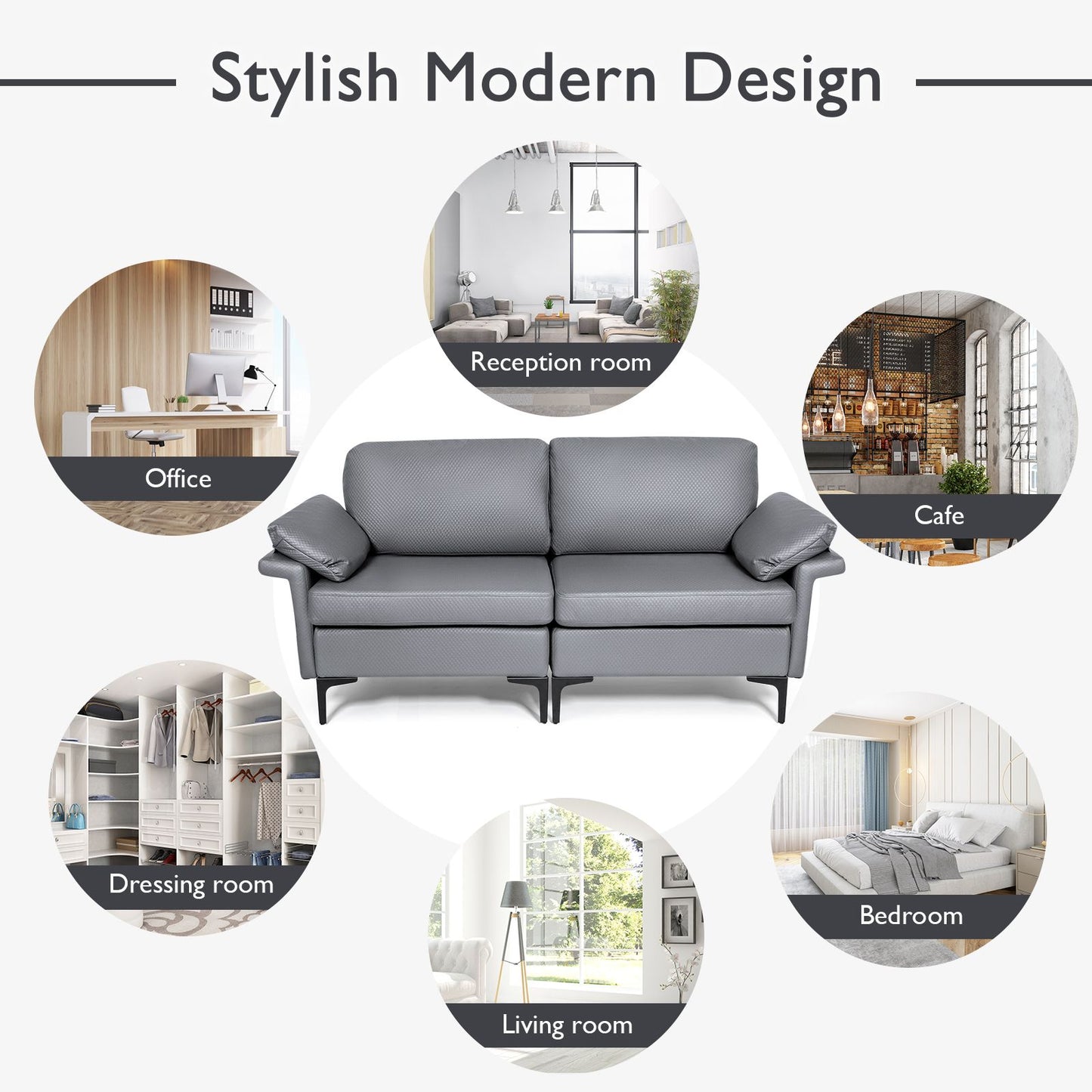 L-Shaped 2-Seater Upholstered Sectional Couch