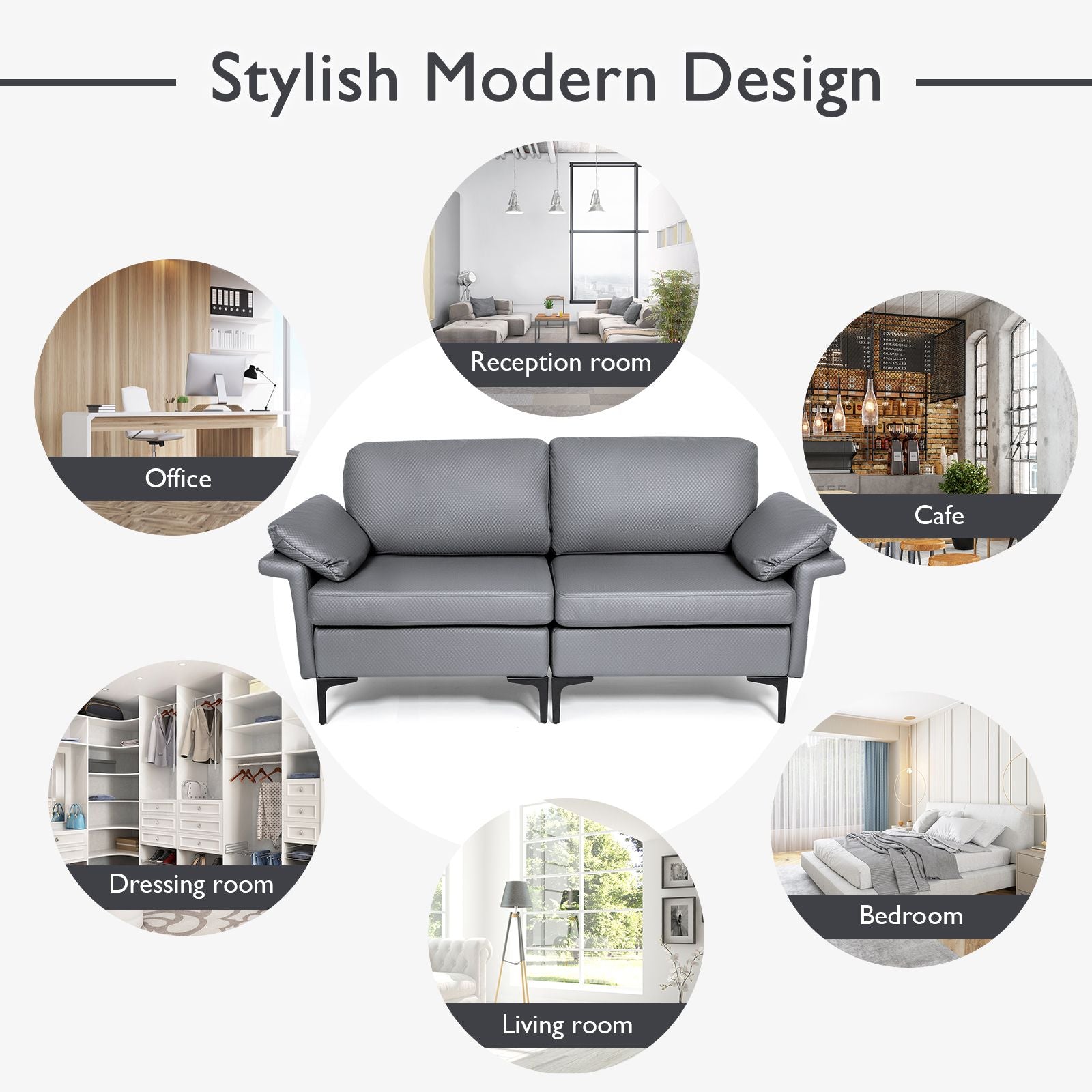 L-Shaped 2-Seater Upholstered Sectional Couch
