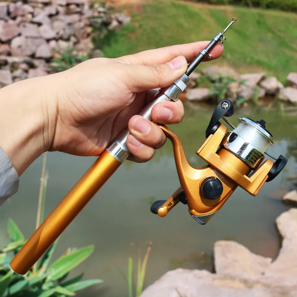 Five Colors Fishing Rod Reel Combo Ultra Lightweight 1.0M Mini Telescopic Pocket Pen Fishing Rod Pole + Reel Pesca