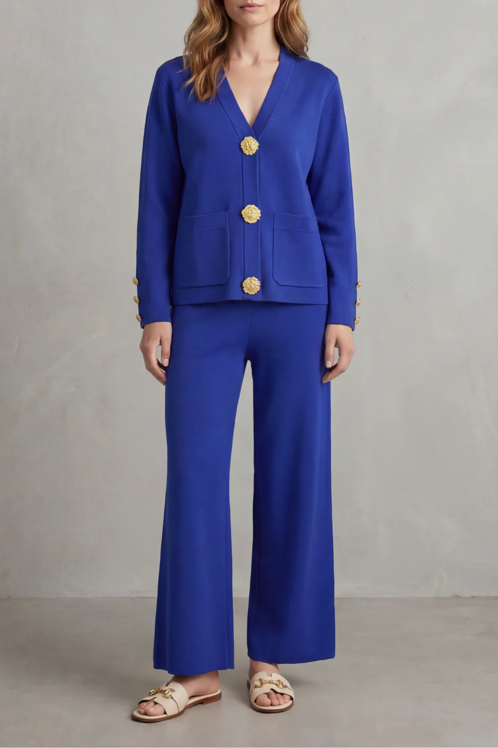 Gold Button Detail – Buttoned Lounge Set