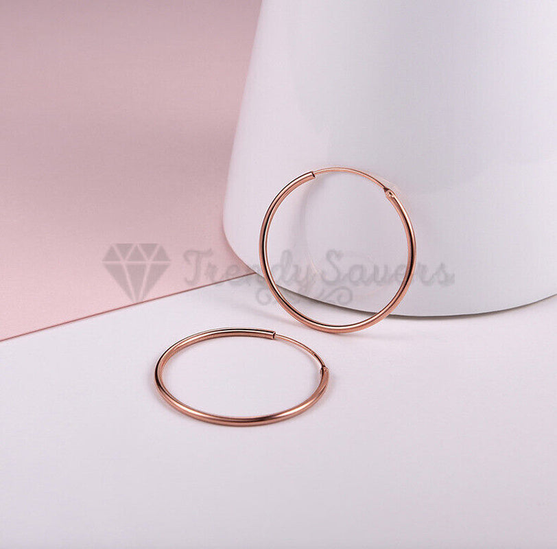 18Ct Gold Plated Silver Stainless Steel Seamless Large Small Thin Hoop Earrings