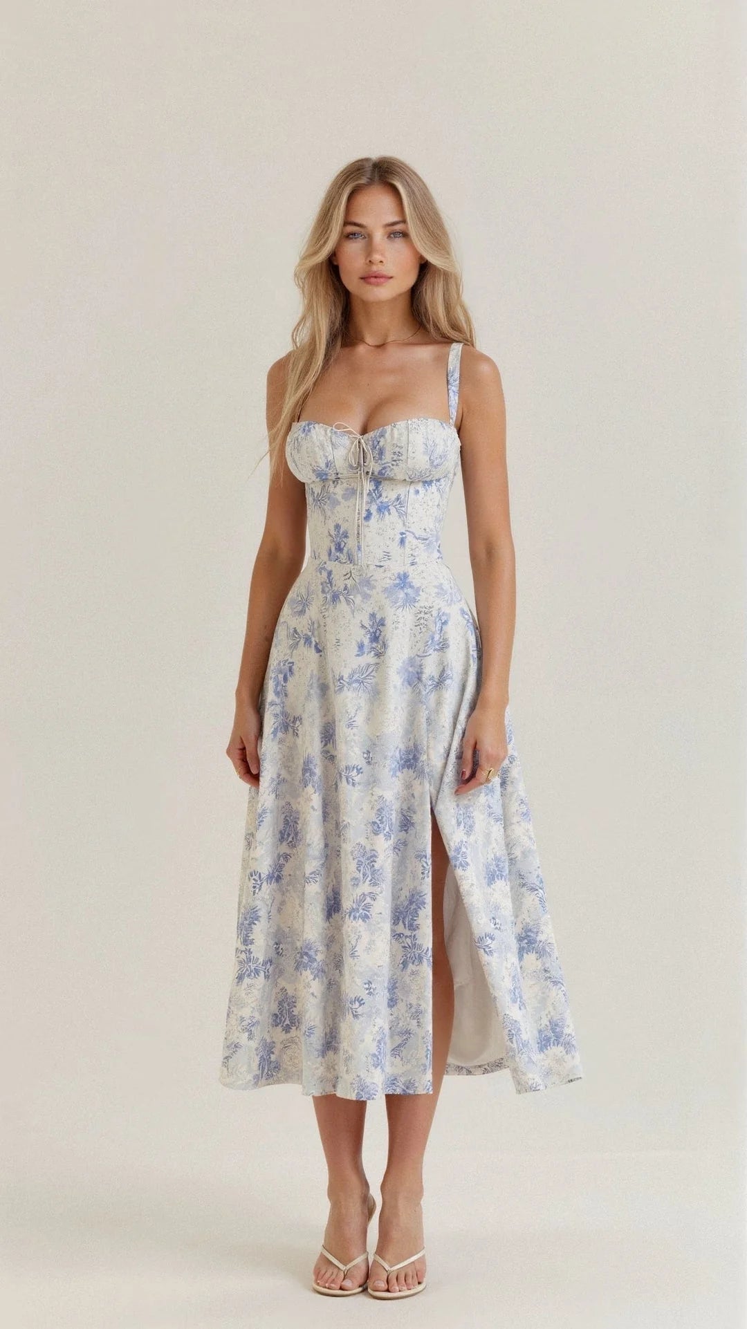 Modesta | Vestido Midi Con Corsé Y Estampado Floral Para Mujer Estilo Chic