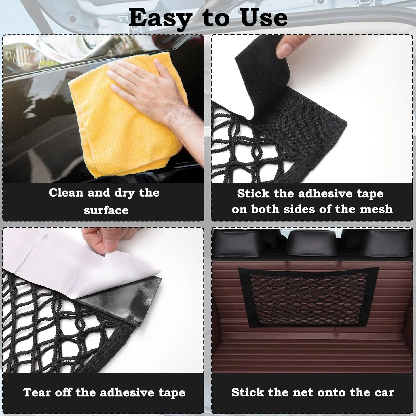 Car Storage Mesh Bag Stretchable RV Storage Net Wall Sticker Storage Bag Suitable for Car Trunk Storage and Home Storage