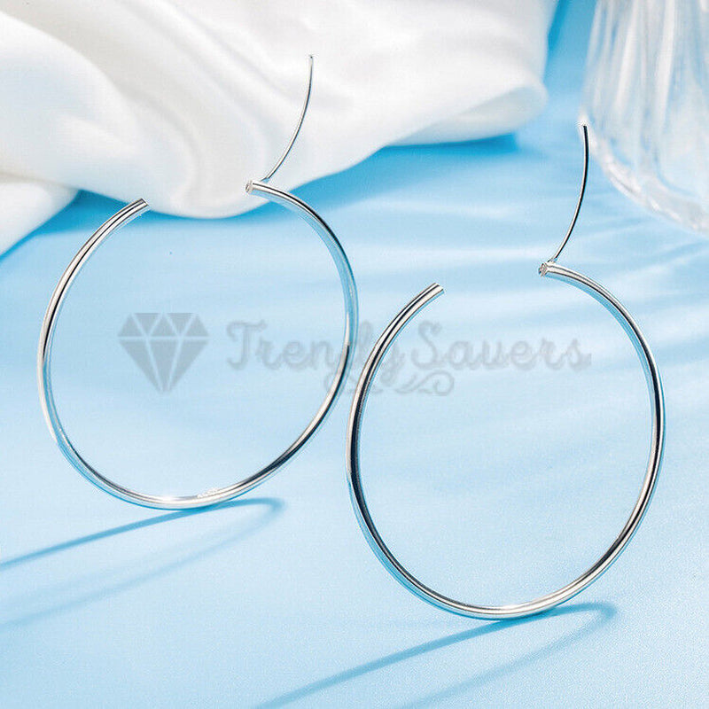18Ct Gold Plated Silver Stainless Steel Seamless Large Small Thin Hoop Earrings