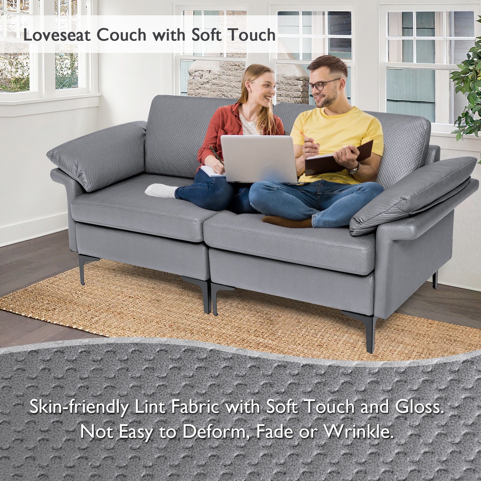 L-Shaped 2-Seater Upholstered Sectional Couch