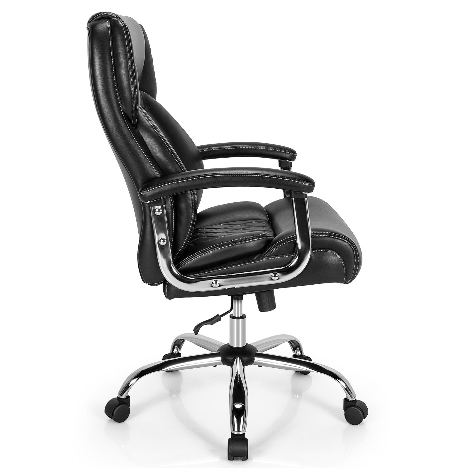 Leather Office Chair with Rocking Mode and Armrests