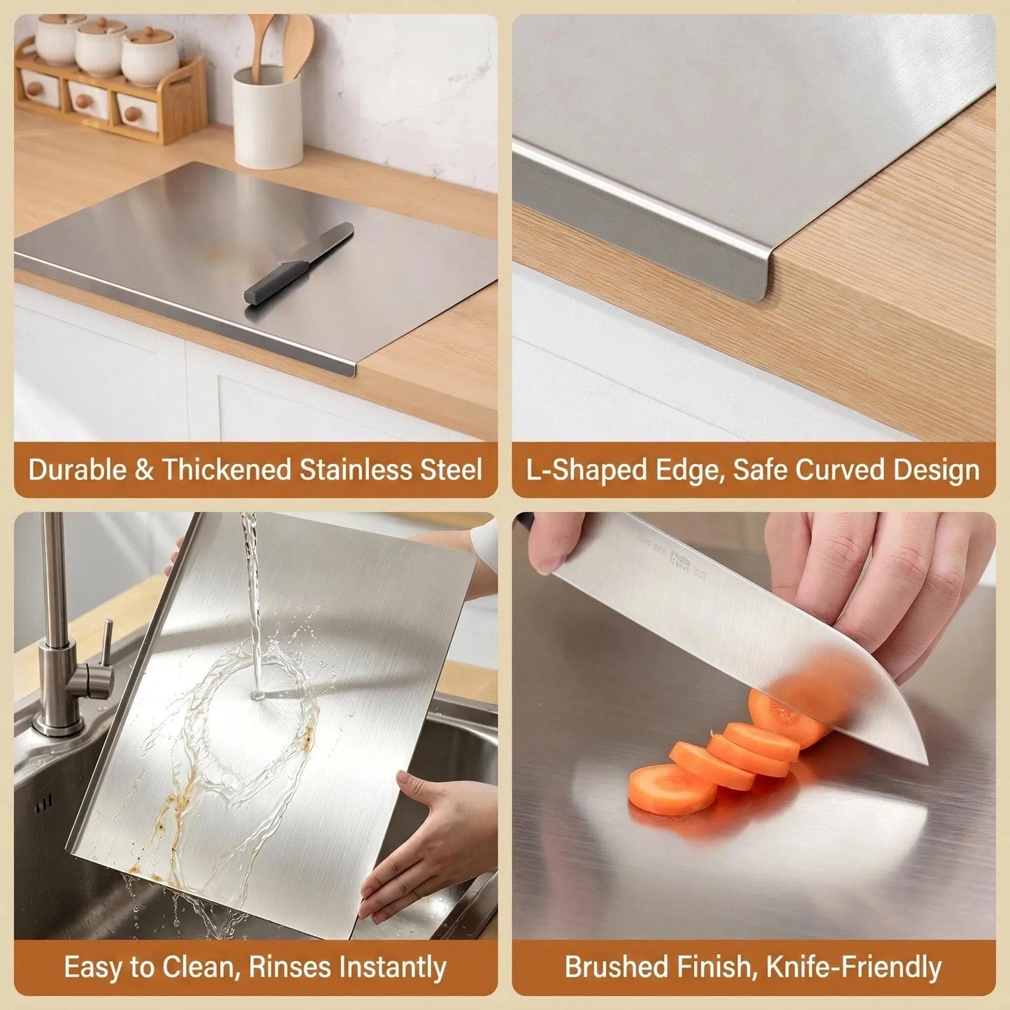 Large Non-Slip Stainless Steel Cutting Board — Stainless Steel Non-Slip Cutting Board, Kitchen Cutting Board, Kitchen Accessories, Household Gadgets