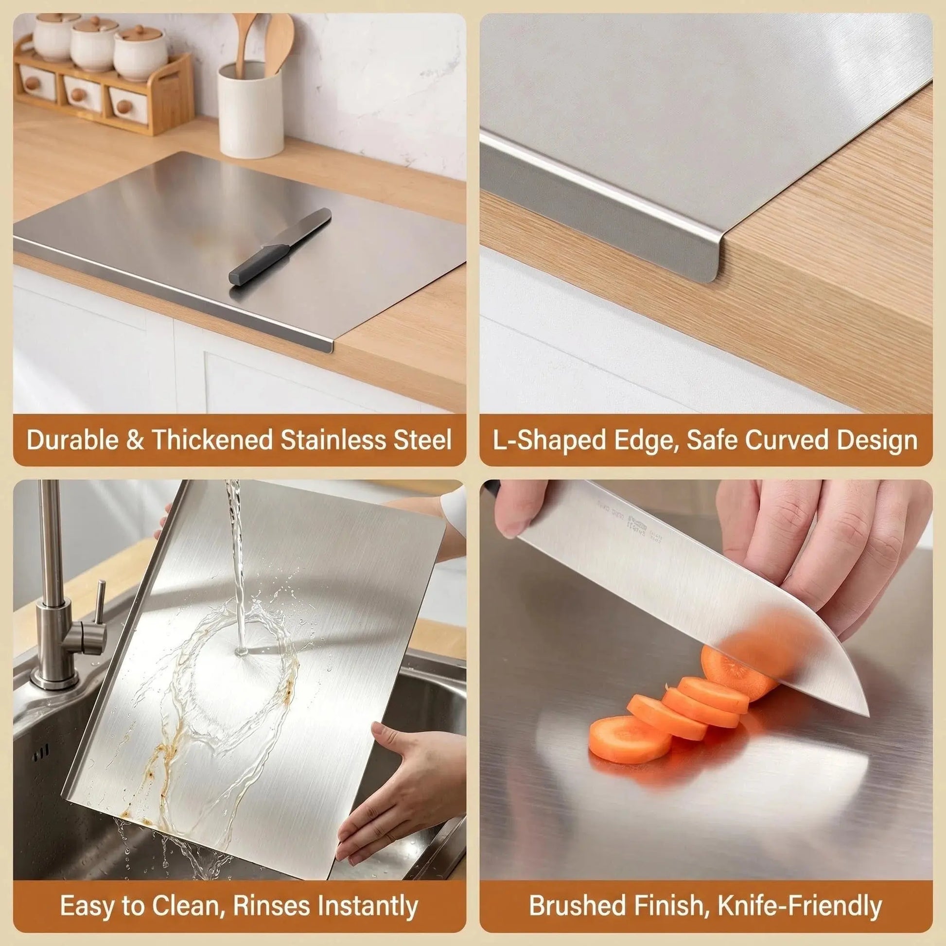 Large Non-Slip Stainless Steel Cutting Board — Stainless Steel Non-Slip Cutting Board, Kitchen Cutting Board, Kitchen Accessories, Household Gadgets