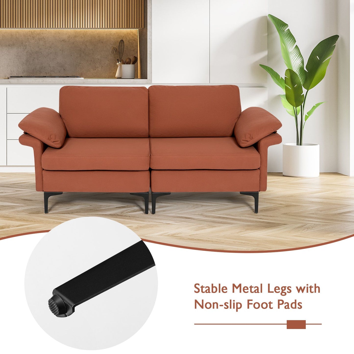 L-Shaped 2-Seater Upholstered Sectional Couch