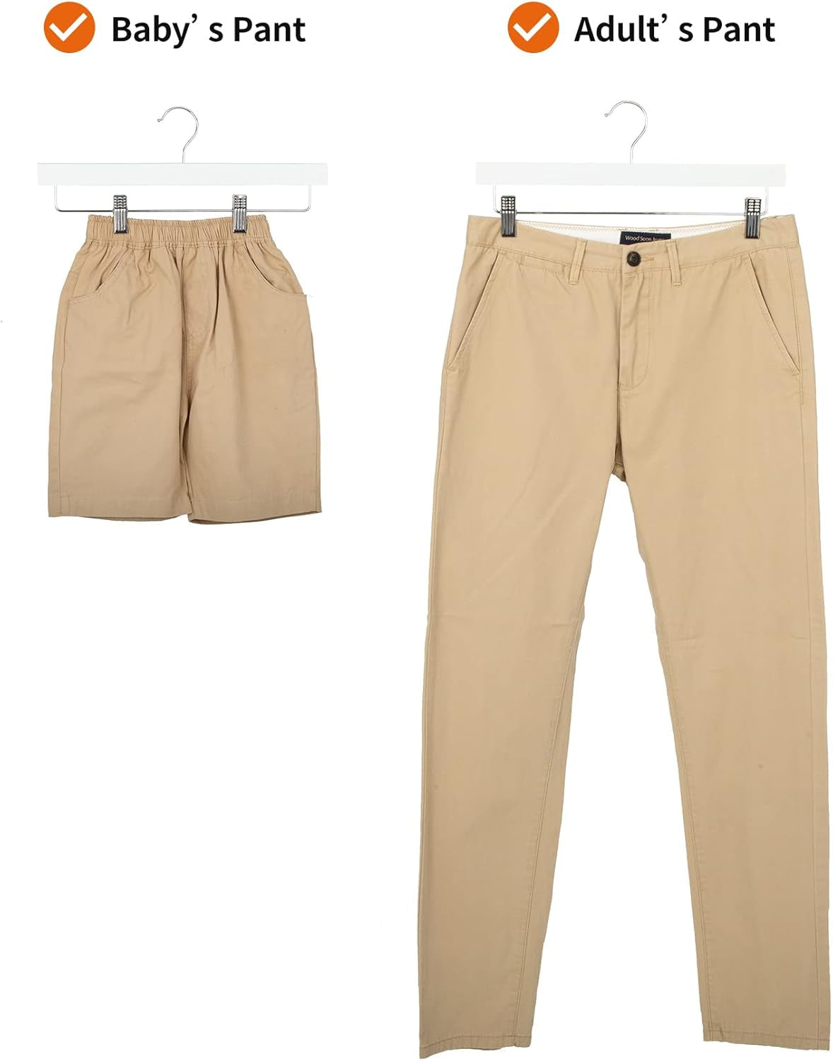 Wooden Hangers with Clips, 10-Pack, 36 Cm, White