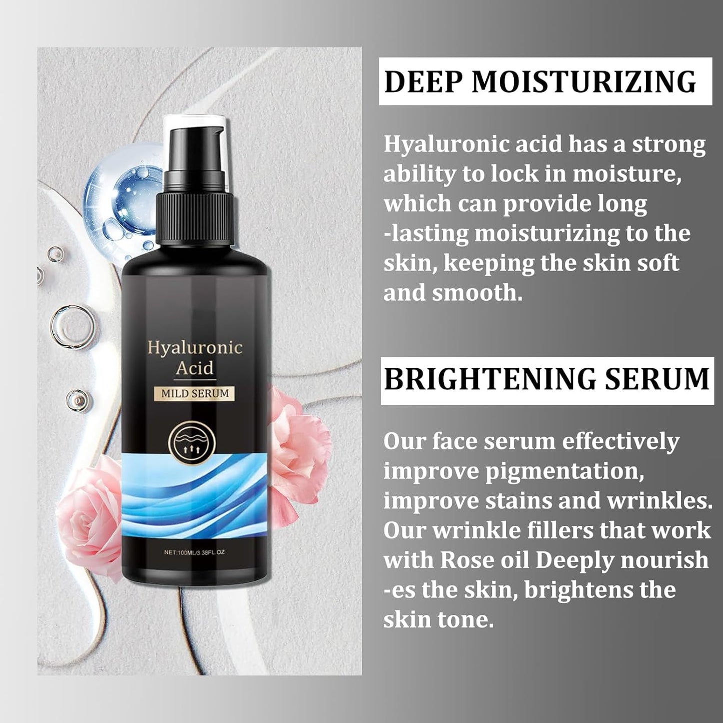 Hyaluronic Acid Serum 100ML - Hyaluronic Acid Serum for Face - anti Wrinkle&Ageing Face Serum Intense Hydration Moisture - Serum F-Ace Skincare for a Rejuvenated Skin - Dark Spot Correcting Glow Serum