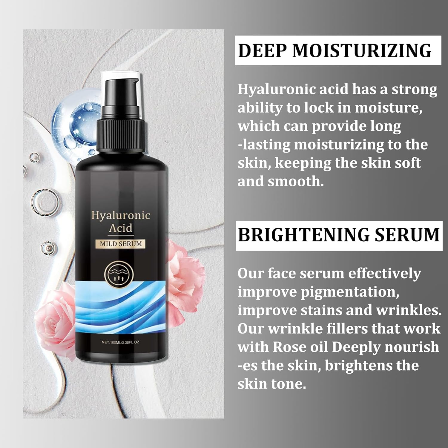Hyaluronic Acid Serum 100ML - Hyaluronic Acid Serum for Face - anti Wrinkle&Ageing Face Serum Intense Hydration Moisture - Serum F-Ace Skincare for a Rejuvenated Skin - Dark Spot Correcting Glow Serum