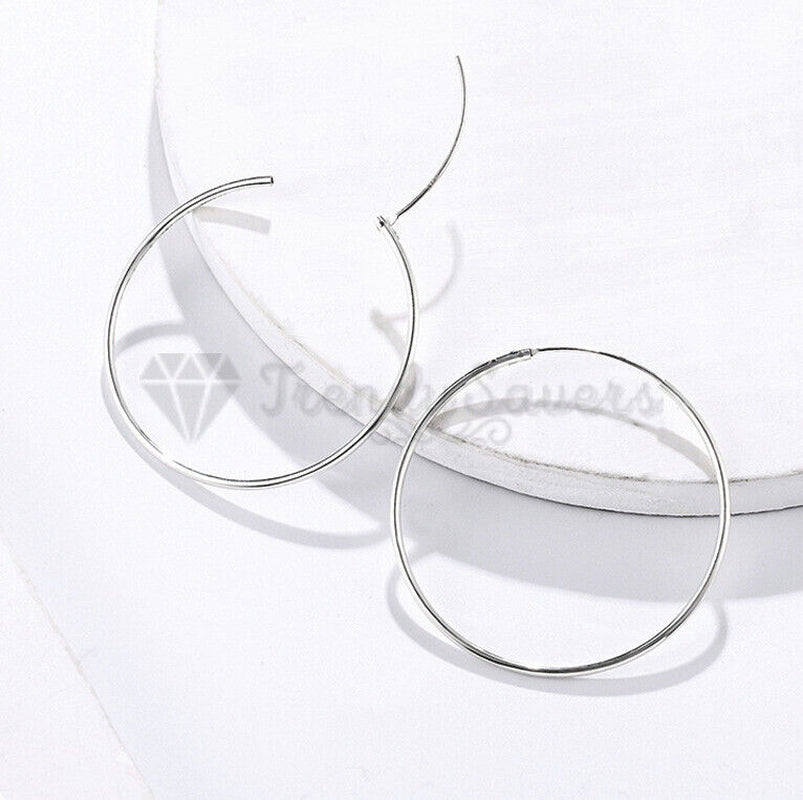 18Ct Gold Plated Silver Stainless Steel Seamless Large Small Thin Hoop Earrings