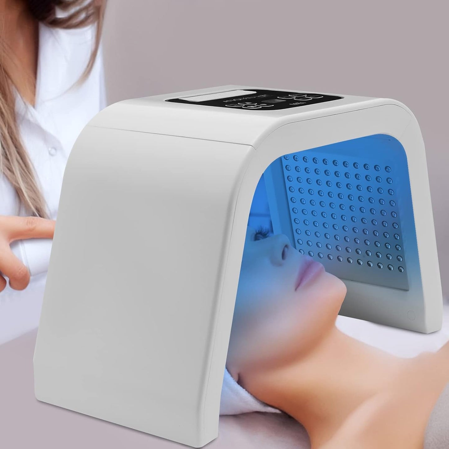 7 Colour LED Face Light Therapy Mask, Portable LED Face Mask, Skincare Facial Machine, Red Light Therapy Lamp for Face & Body Wrinkle Removal Anti-Aging Skin Rejuvenation Facial Care