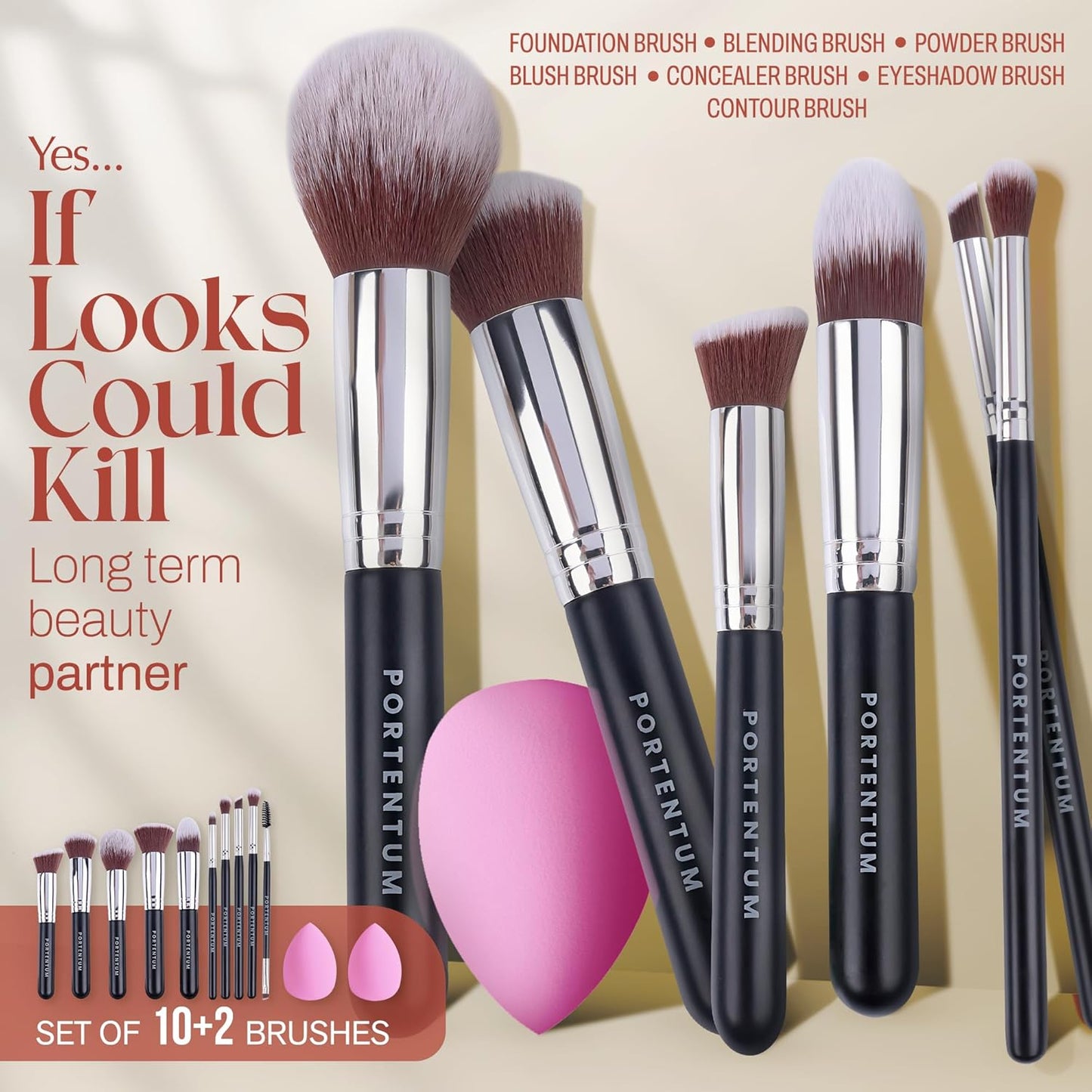 Makeup Kit - 12Pcs Premium Synthetic Kabuki Foundation Face Powder Concealers Eyeshadow Blush Brushes Set