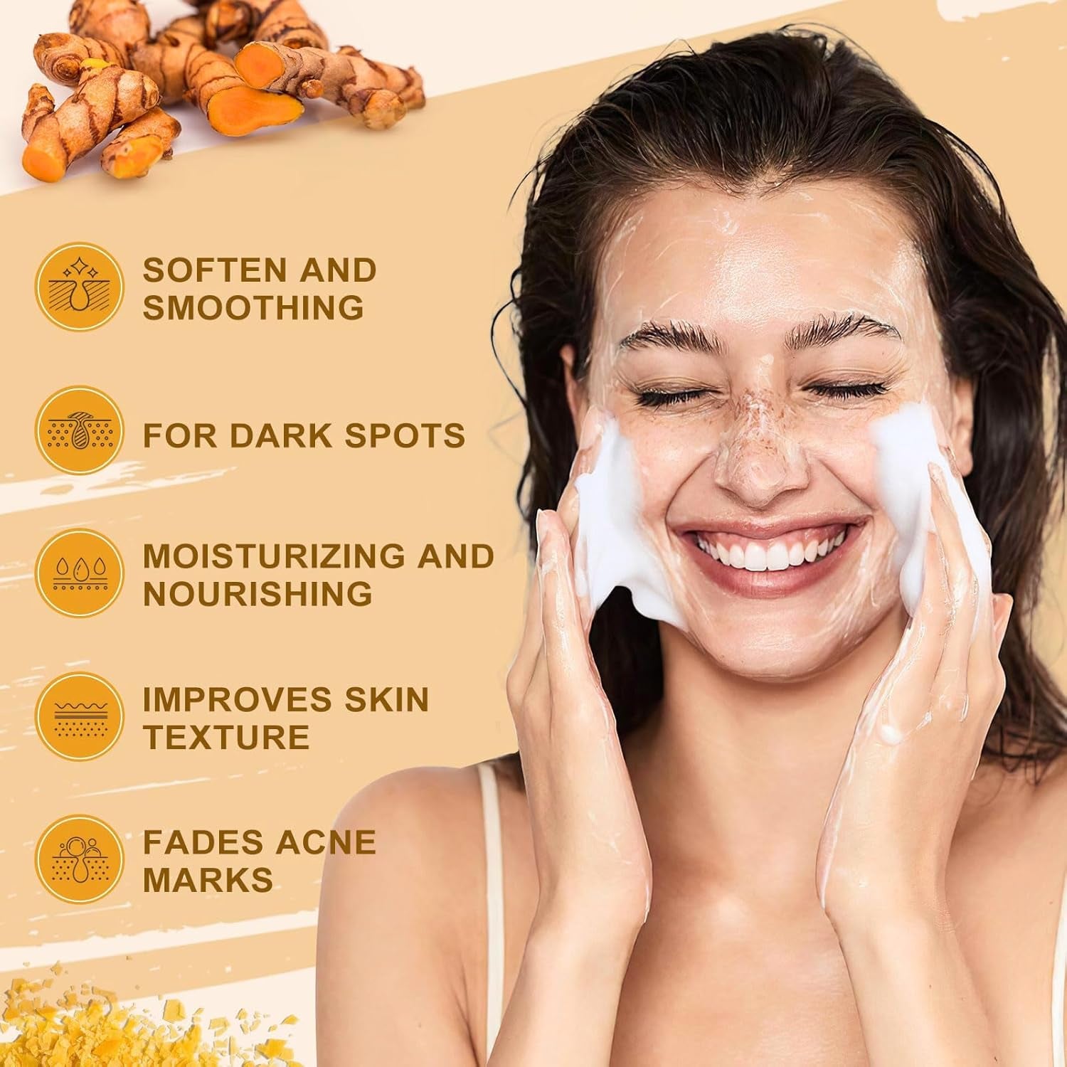 Kojic Acid & Turmeric Soap Set - Natural Lemon Brightening Bar for Acne, Dark Spots, Hyperpigmentation, and Smooth Skin - Deep Cleansing and Refreshing Formula (3 Pieces)