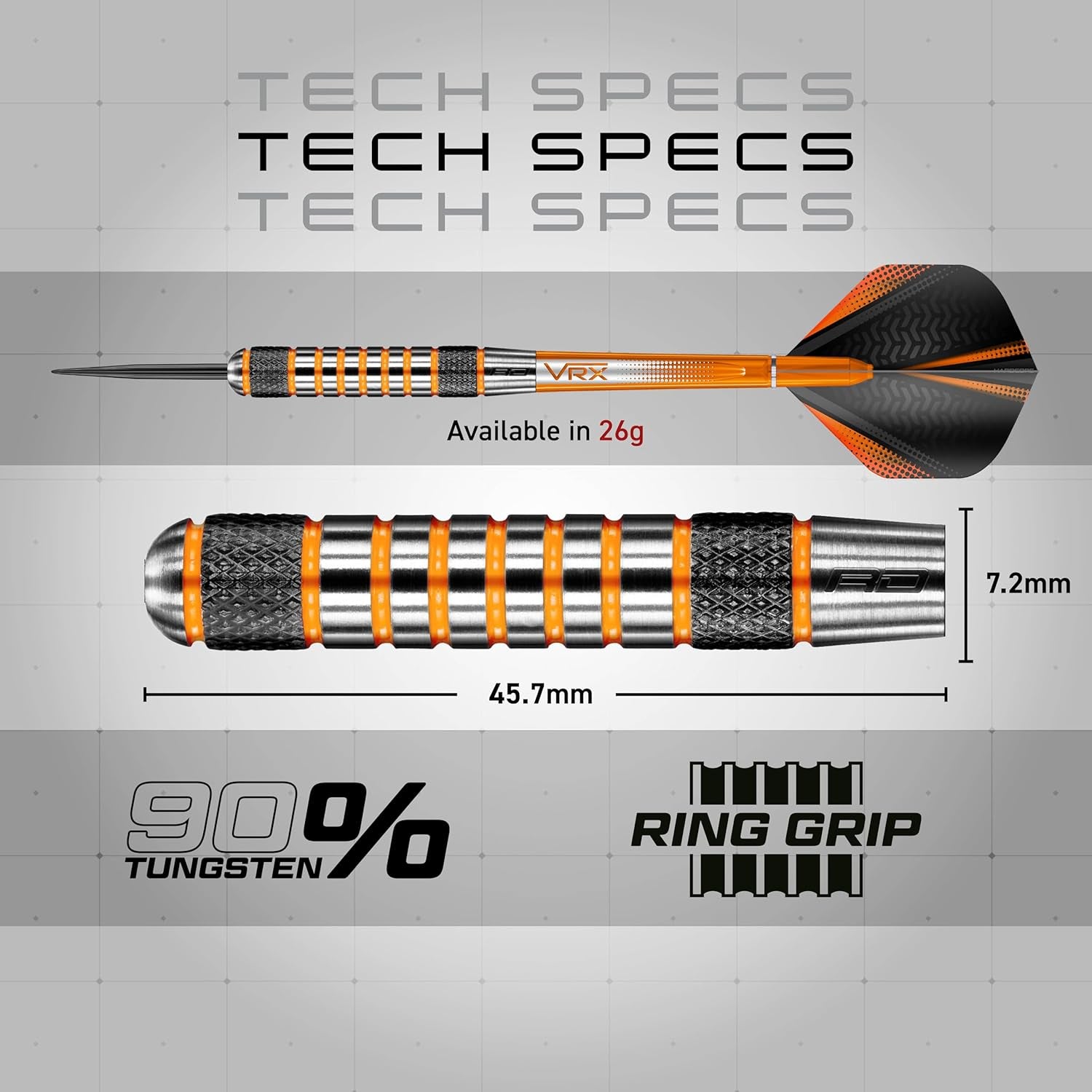 Amberjack Professional Tungsten Darts Set - 90% Tungsten with Flights and Shafts, Available in Multiple Weights (22G to 30G)