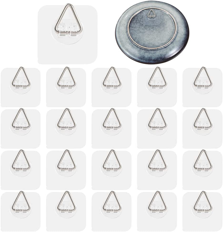 Wall Plate Hangers for Display - Invisible Adhesive Picture Hangers for Wall - Ideal for Hanging Decorative Plates | Photo Frames | Paintings - 2.3 Inch