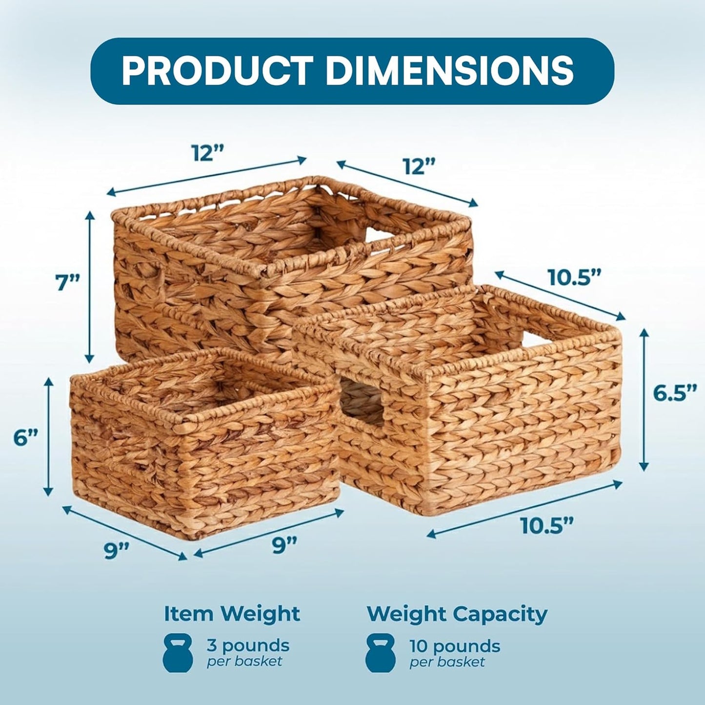 STO-02882 Nesting Banana Leaf Baskets, Multisize, 3-Pack,Natural
