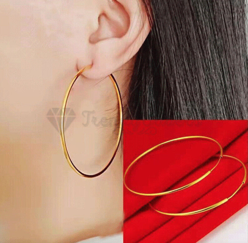 18Ct Gold Plated Silver Stainless Steel Seamless Large Small Thin Hoop Earrings