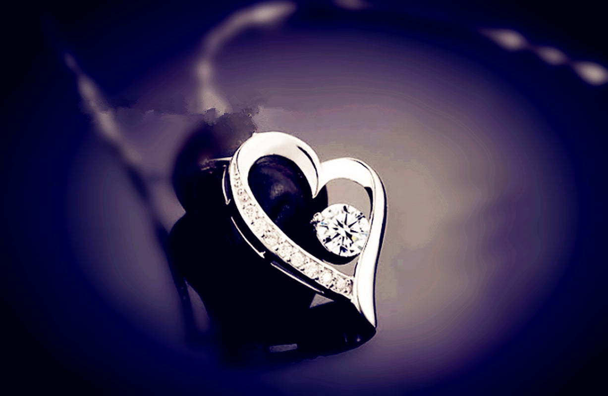 Crystal Heart Pendant 925 Sterling Silver Necklace Chain Women Jewellery Gift UK