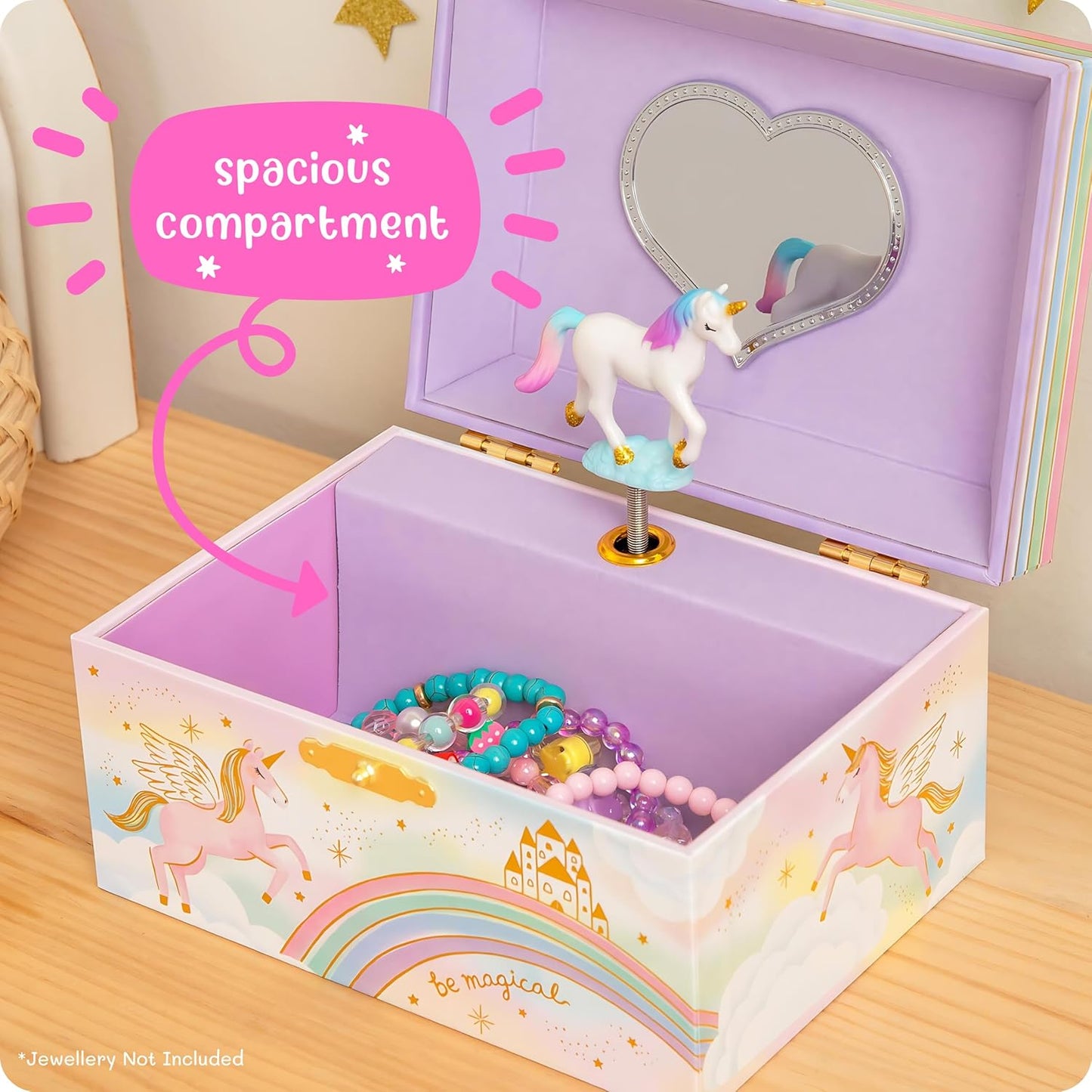 Musical Girls Jewellery Box, Unicorn Gifts for Girls, Unicorn Toys for 4-6, 15.2 X 11.8 X 8.9 Cm