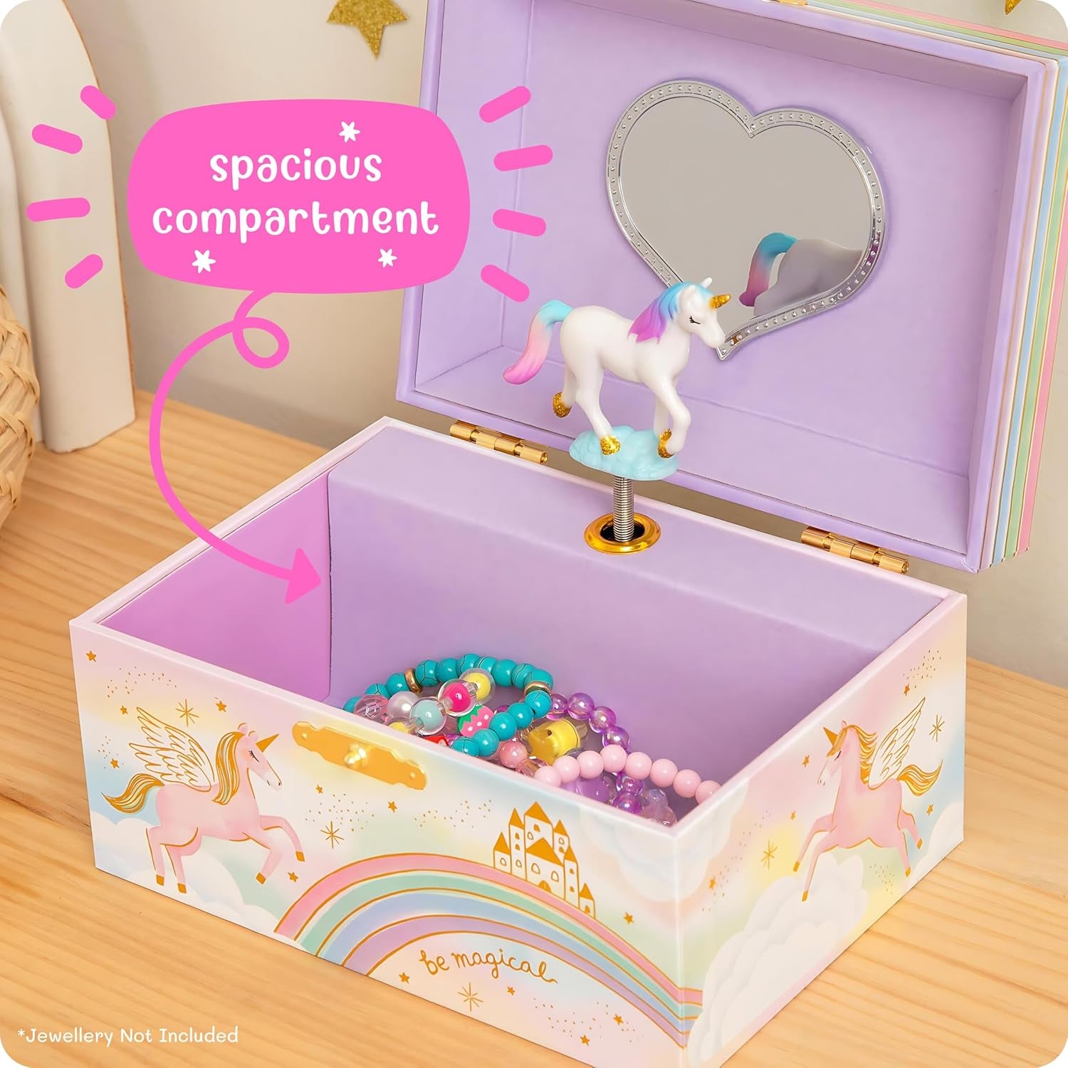 Musical Girls Jewellery Box, Unicorn Gifts for Girls, Unicorn Toys for 4-6, 15.2 X 11.8 X 8.9 Cm