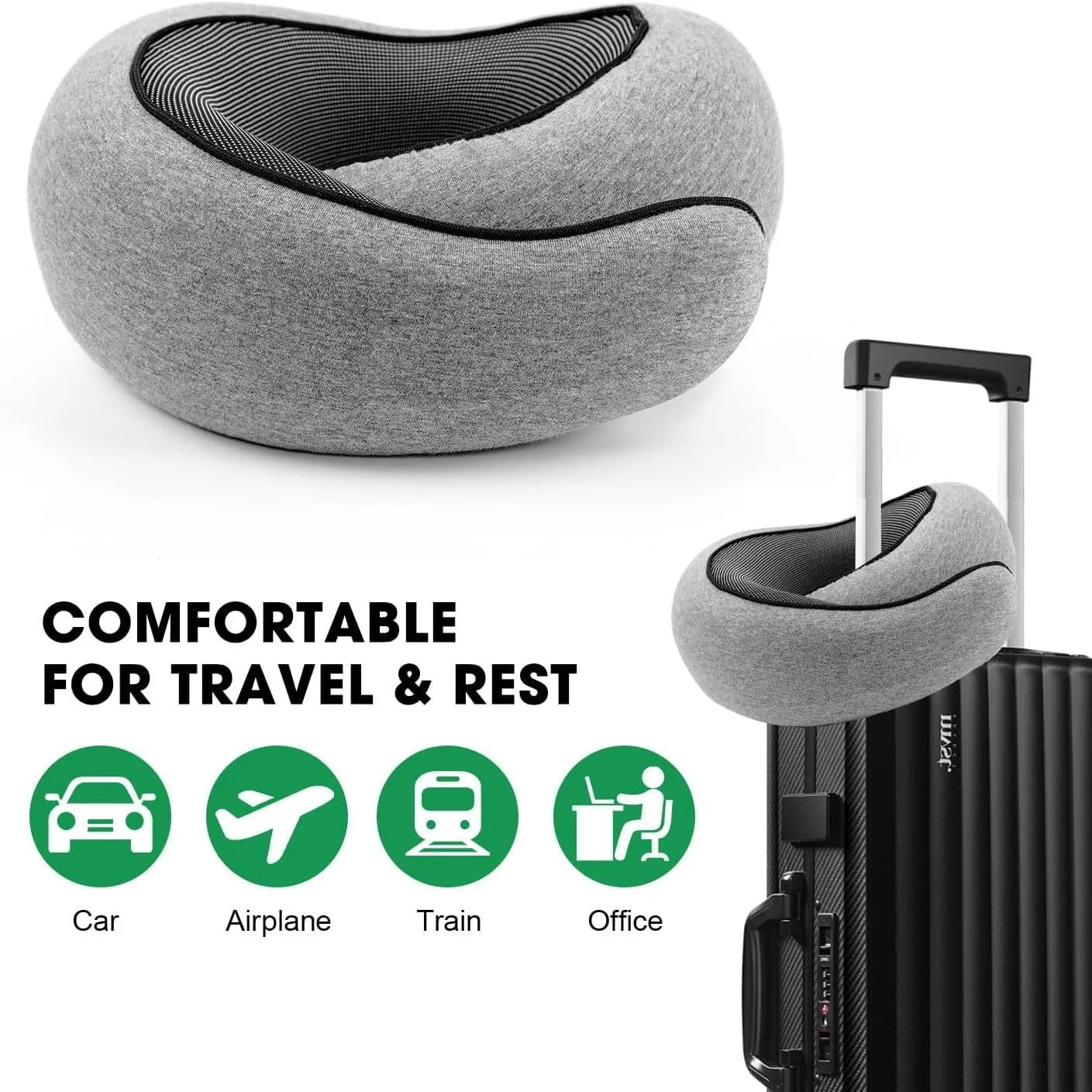 Portable Adjustable Travel Neck Pillow Memory Foam U-Shaped Pillow Snail Style Travel Neck Support Soft Noon Break Sleep Pillow