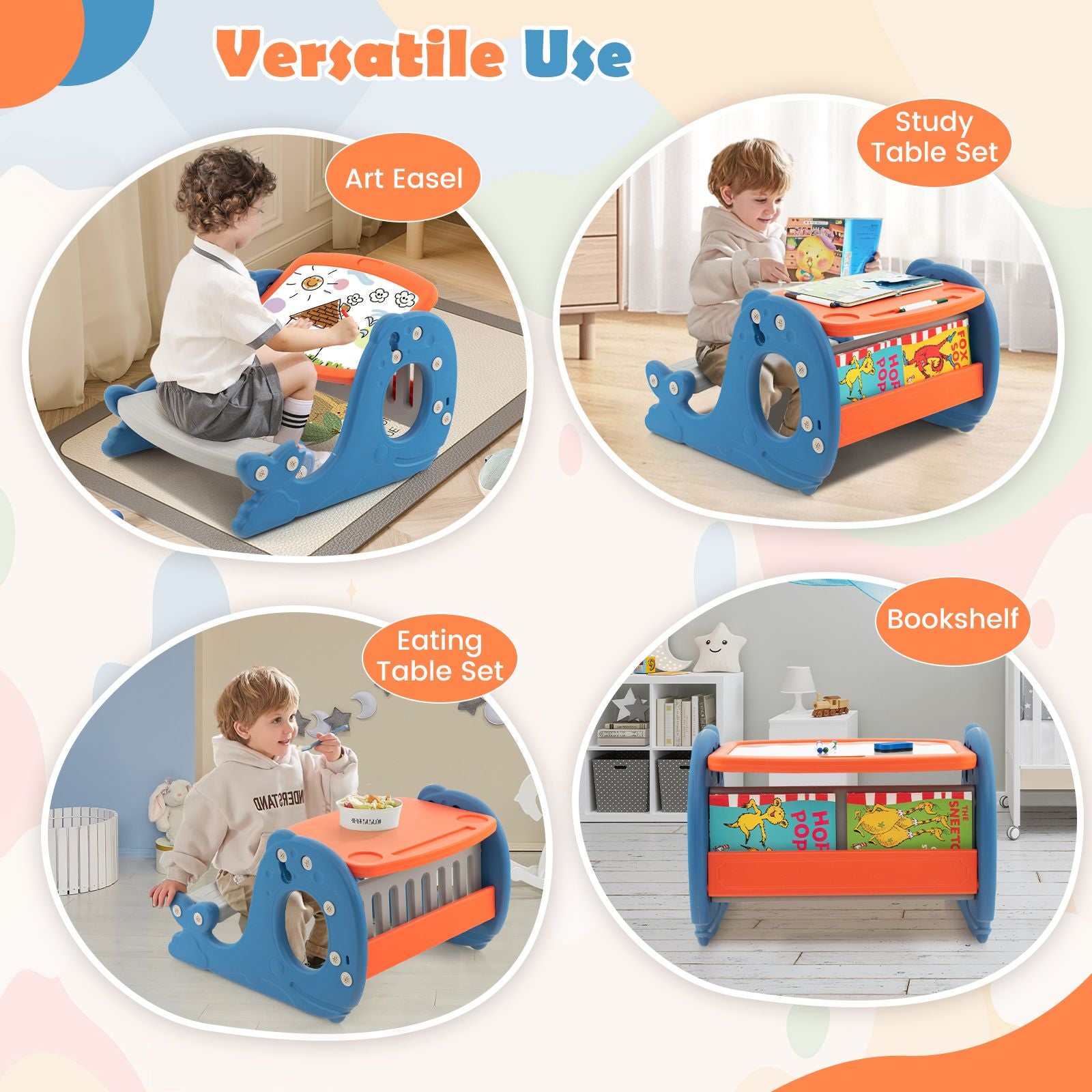 Multi-Functional Convertible Kids Activity Table Set