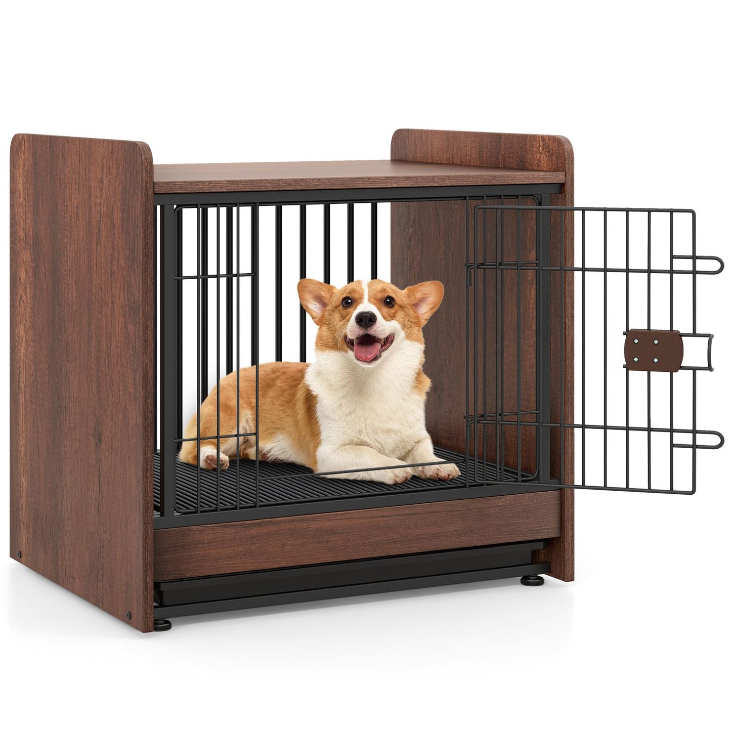 Indoor Dog Crate Furniture with Removable Tray and Lockable Door