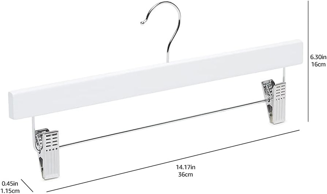 Wooden Hangers with Clips, 10-Pack, 36 Cm, White