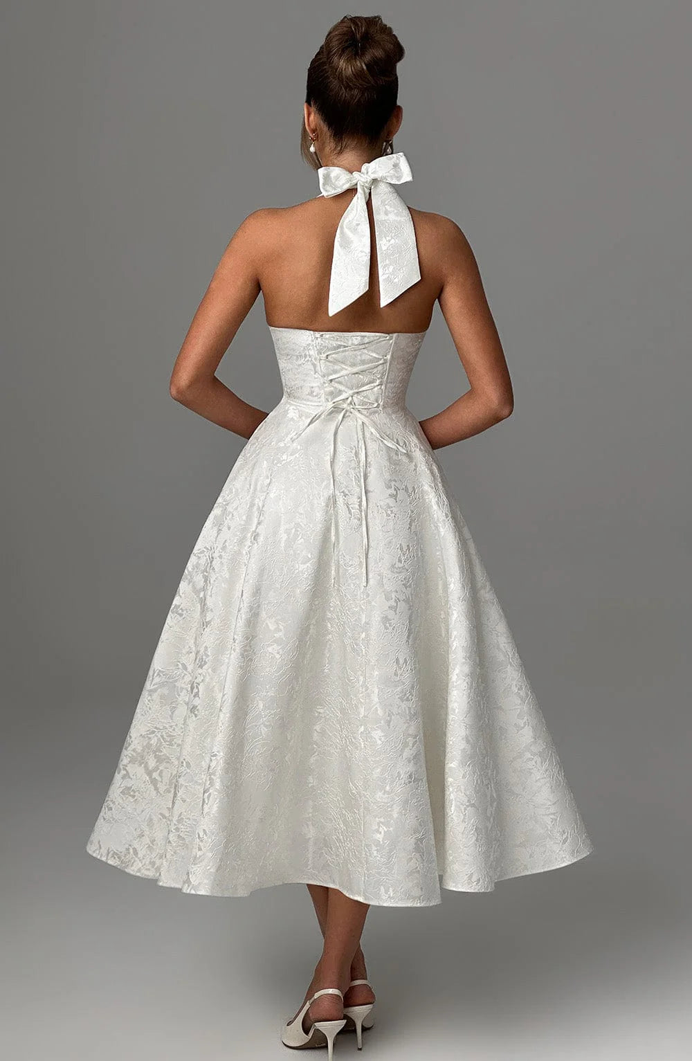 Hailey | Women Wedding Guest Halter Midi Dress