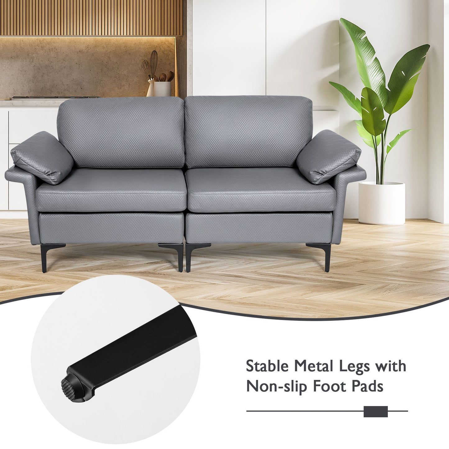 L-Shaped 2-Seater Upholstered Sectional Couch