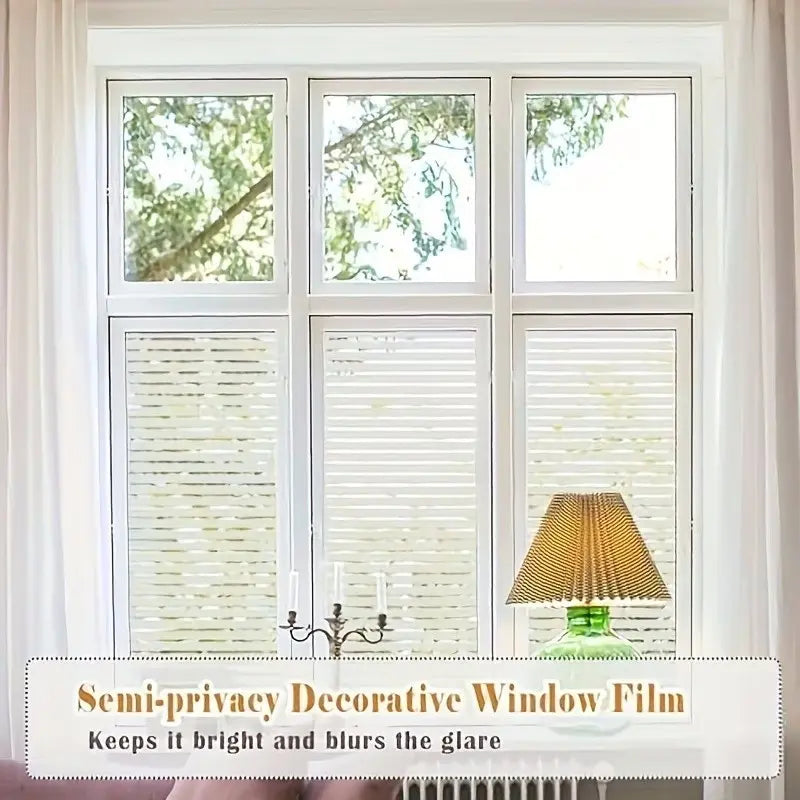 3D Striped Pattern Static Cling Window Film, 1 Count Privacy Frosted Window Sticker for Home Office Window Decor, Window Privacy Film