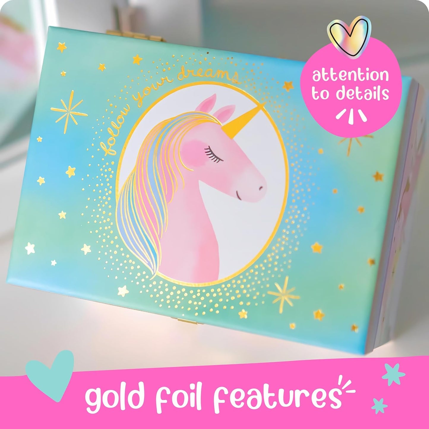 Musical Girls Jewellery Box, Unicorn Gifts for Girls, Unicorn Toys for 4-6, 15.2 X 11.8 X 8.9 Cm