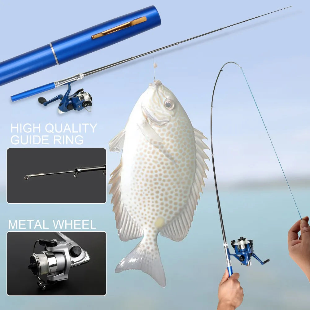 Five Colors Fishing Rod Reel Combo Ultra Lightweight 1.0M Mini Telescopic Pocket Pen Fishing Rod Pole + Reel Pesca