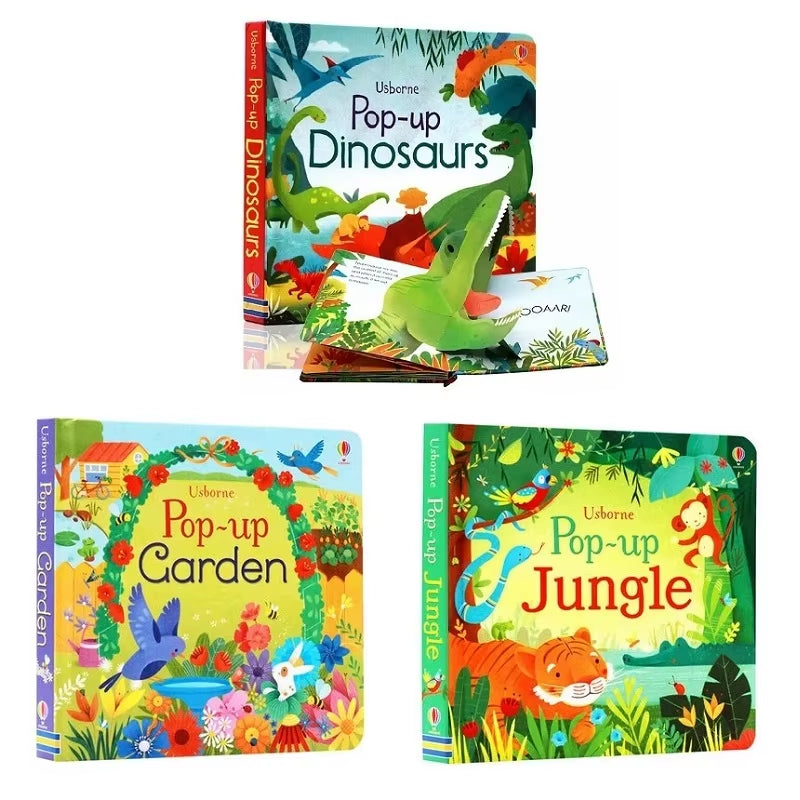 Usborne Pop up Dinosaurs/Jungle/Garden 3D Flap Picture English Book - Baby Children Educational Learning Book