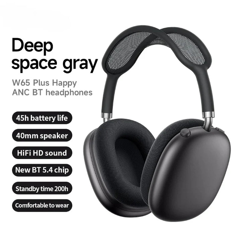 Wireless Headphones | Bluetooth-Kopfhörer Over-Ear ANC W65 plus | 45 Std. Akkulaufzeit | Wavora