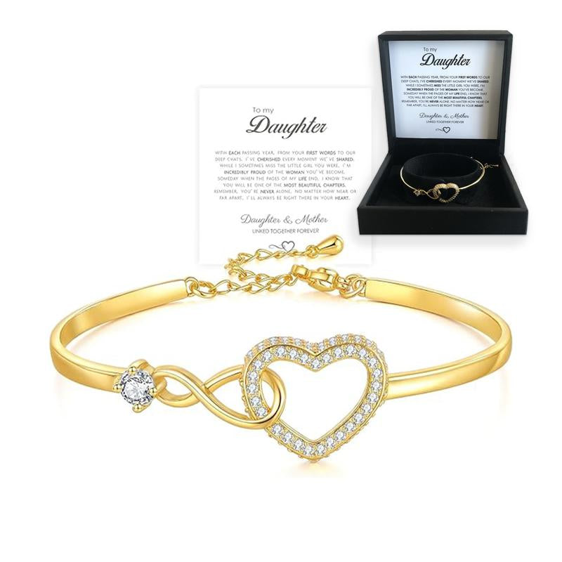 To My Daughter Forever Connected Bracelet, Symbol of Strength and Eternal Love, Adjustable Inspirational Keepsake for Birthday, Graduation or Away from Home