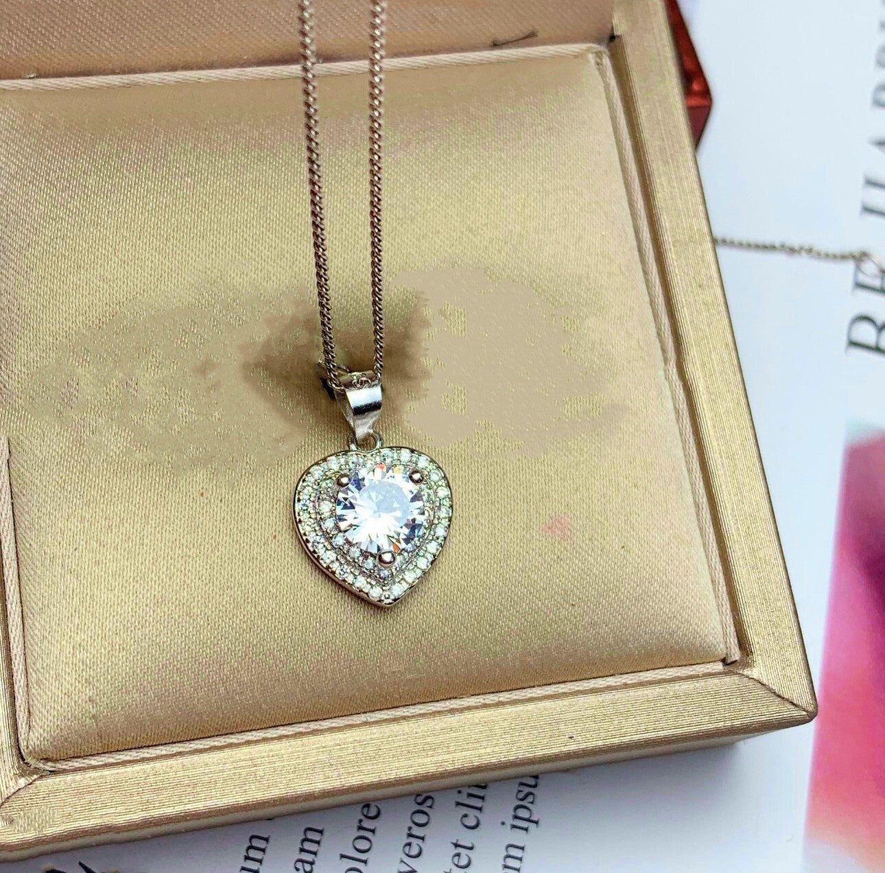 Elevated Heart Pendant 925 Sterling Silver Necklace Women Jewellery Gift