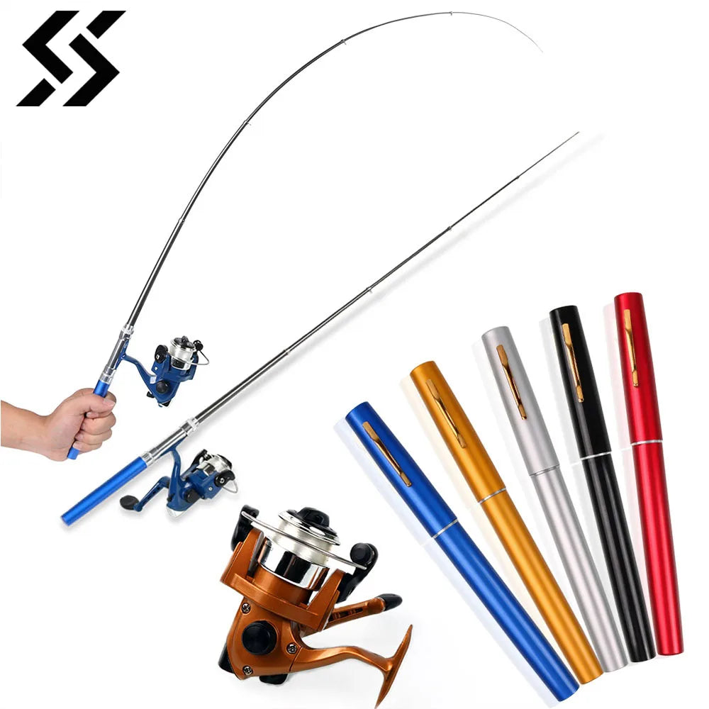 Five Colors Fishing Rod Reel Combo Ultra Lightweight 1.0M Mini Telescopic Pocket Pen Fishing Rod Pole + Reel Pesca