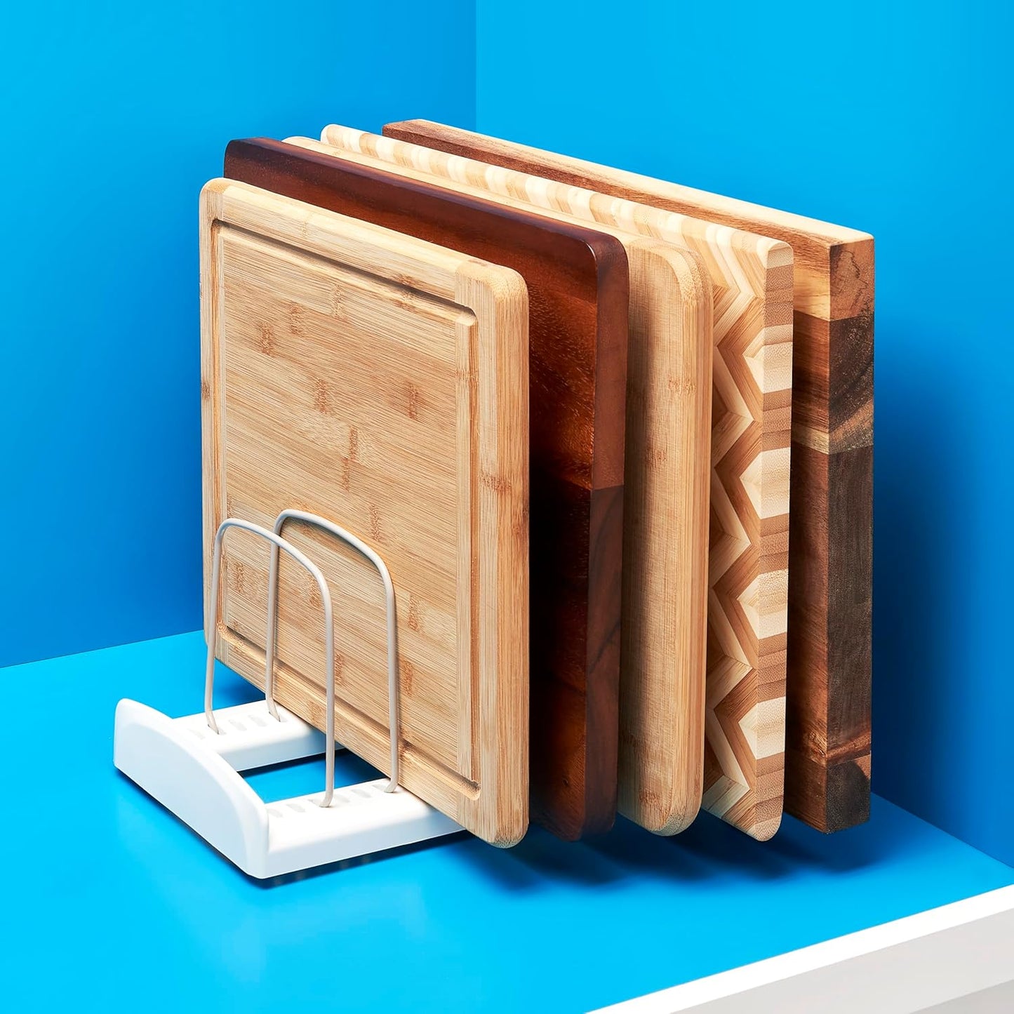 Storemore Adjustable Bakeware Rack, Cookie Sheet, Baking Pan, and Tray Organiser for Kitchen Cupboard and Pantry Storage, Standard, White