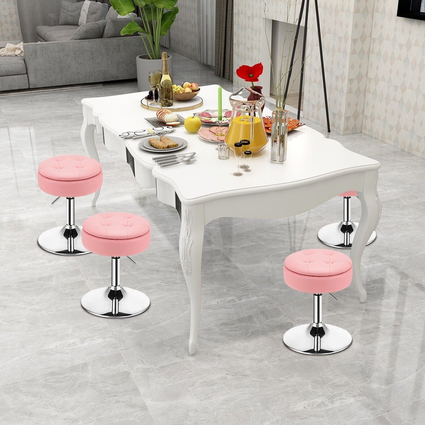 360° Swivel Vanity Stool with Removable Tray Lid