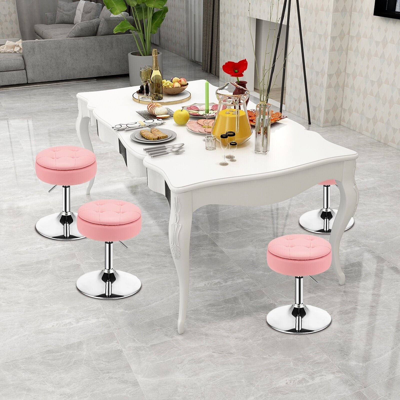 360° Swivel Vanity Stool with Removable Tray Lid